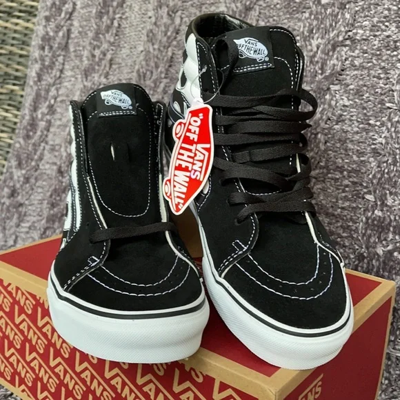 Vans Sk8-Hi Flame Black/White MENS - Picture 7 of 16